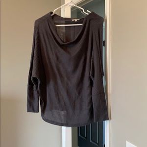 Waffle knit light gray blouse